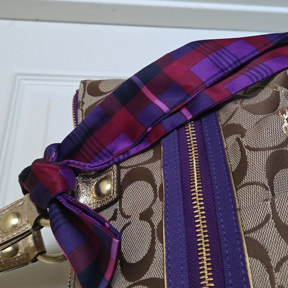 Coach RARE Poppy Signature Applique Tartan Multi Limited Edition Glam Tote - Picture 6 of 16